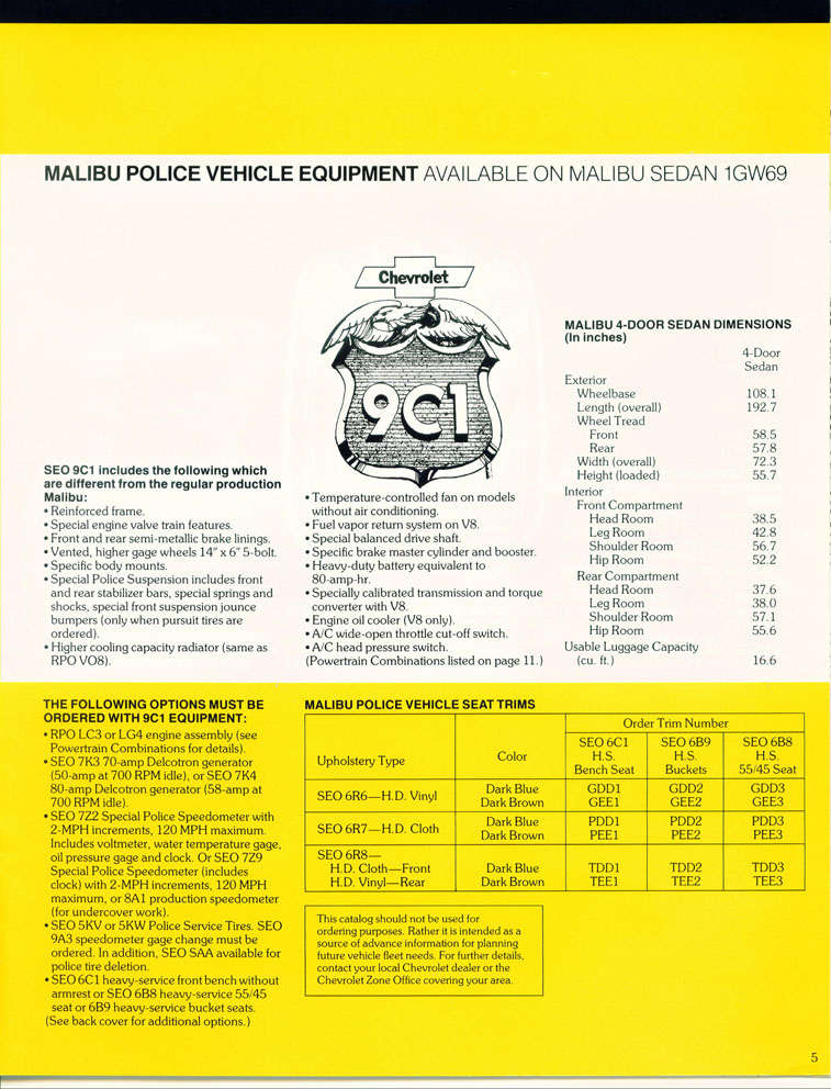 1983 Chevrolet Police Vehicles Brochure Page 5